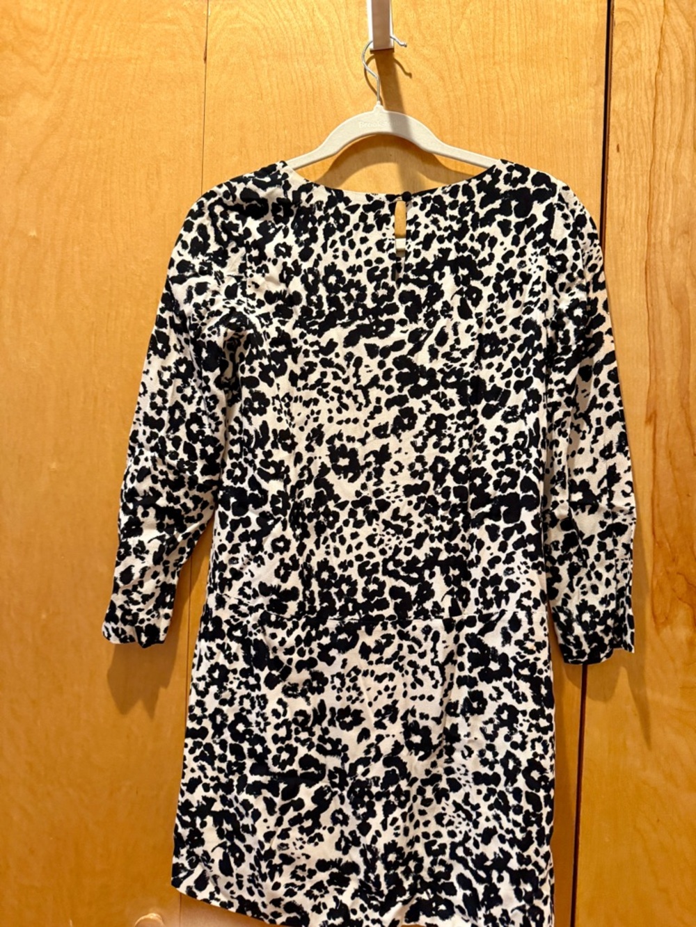NWOT J. Crew Black and White Leopard Print 3/4 Sleeve Shift Dress. Size 00